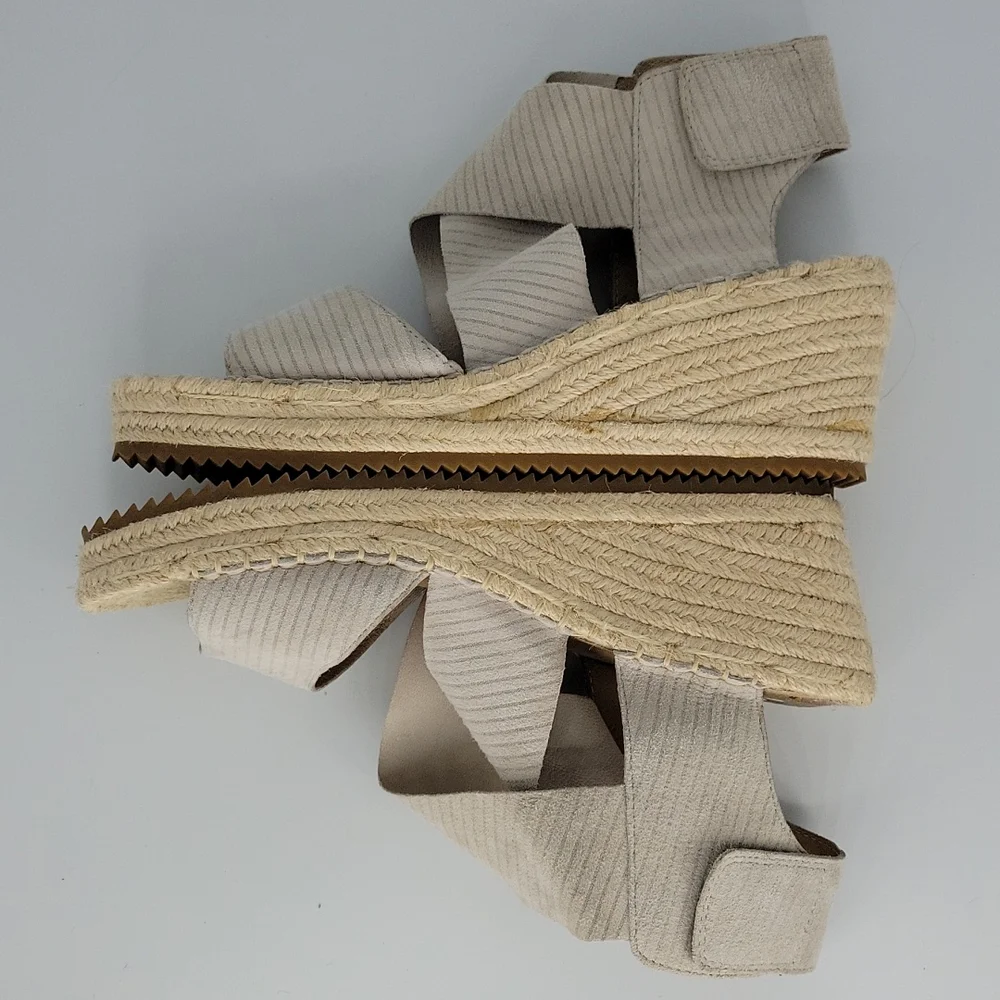 Eileen Fisher Willow Leather Espadrille Wedge Sandal Bone 8